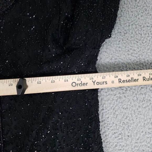 VINTAGE Laurence Kazar Jacket Womens‎ Small Evening Jacket Sequences Beaded Silk - Picture 8 of 13